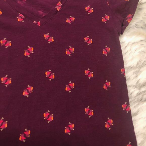 Merona Target Short Sleeve Twee Bird Print Vneck Shirt XS - Picture 4 of 5